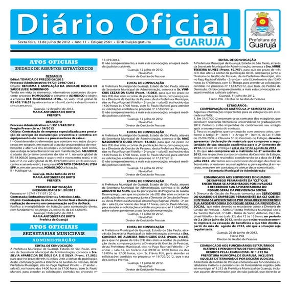 Diário Oficial de Guarujá - 13-07-2012