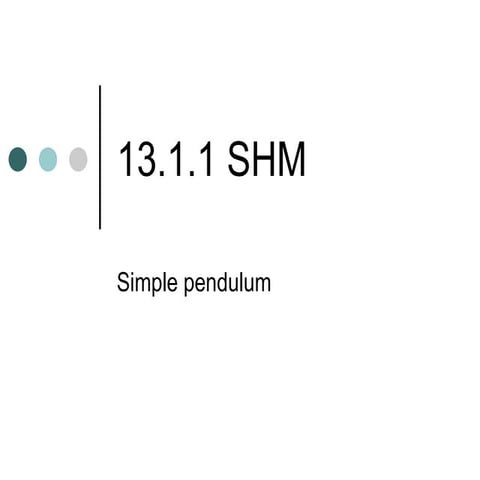 13.1.1 Shm Simple Pendulums