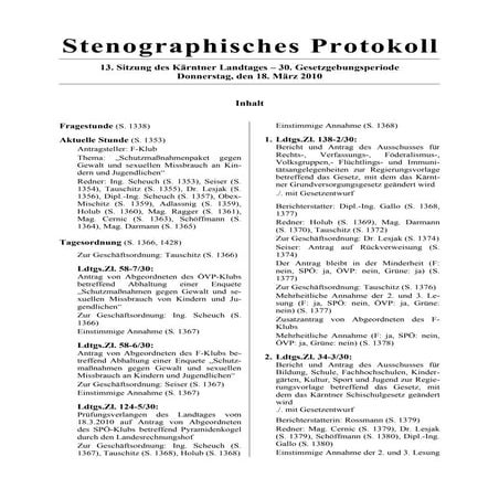 13. LTG-Sitzung am 18. März 2010