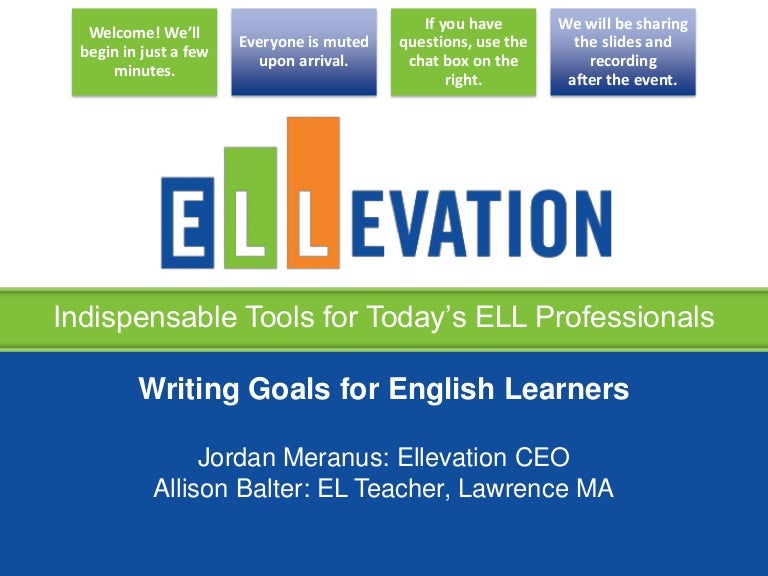 Writing Goals for English Language Learners