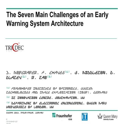 The Seven Main Challenges of an Early Warning System Architecture