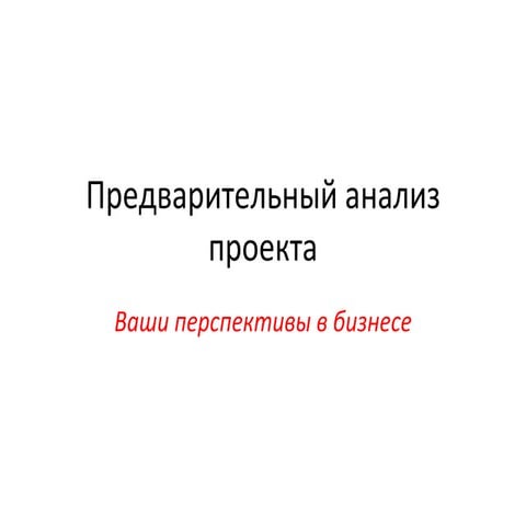 Предварительный анализ проекта