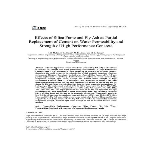 Effects of Silica Fume and Fly Ash as Partial Replacement of Cement on ...