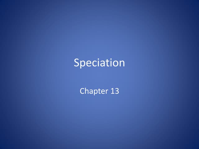 Speciation