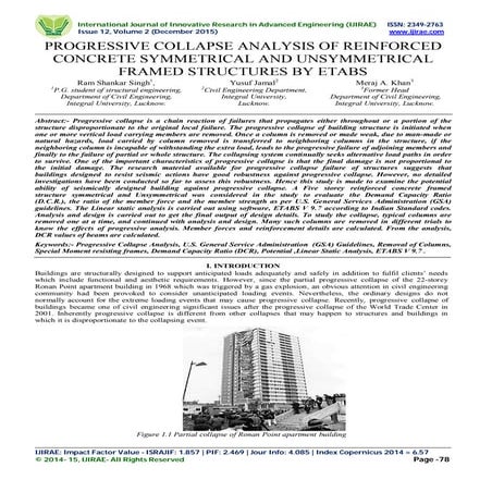 PROGRESSIVE COLLAPSE ANALYSIS OF REINFORCED CONCRETE SYMMETRICAL AND UNSYMMET...