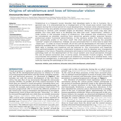 Origins of strabismus and loss of binocular vision | PDF