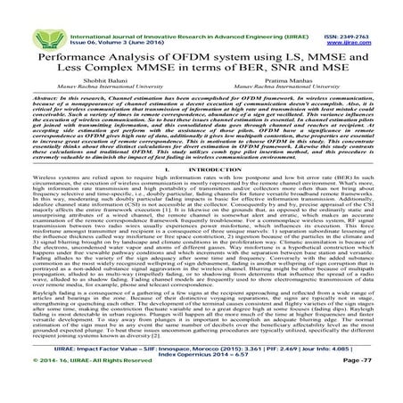 Performance Analysis of OFDM system using LS, MMSE and Less Complex MMSE in t...