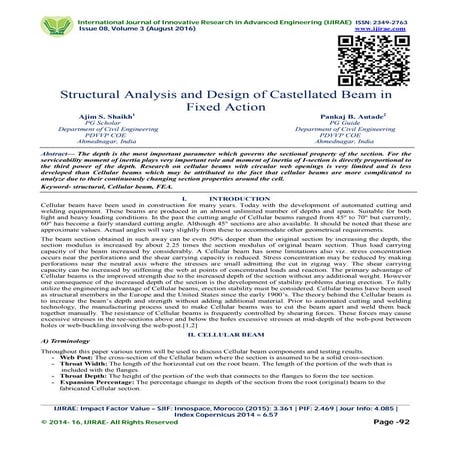 Structural Analysis and Design of Castellated Beam in Fixed Action | PDF