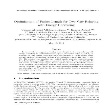 Optimization of Packet Length for Two Way Relaying with Energy Harvesting