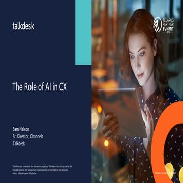 The Role of AI in CX by Sam Nelson, Sr. Director, Channels | Talkdesk
