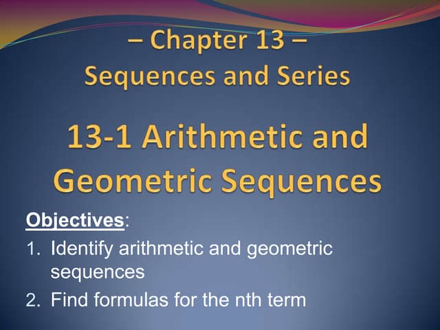 13 1 arithmetic and geometric sequences