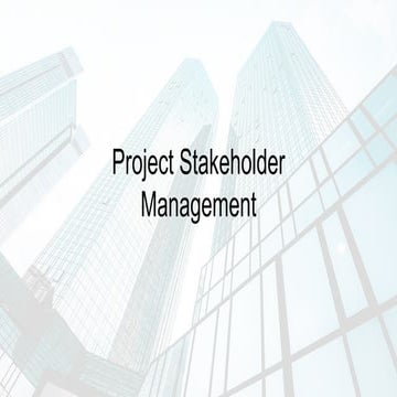 13.0 Project Stakeholder Management Overview