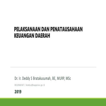 Pelaksanaan dan Penatausahaan Keuangan Daerah.(Spending and Accounting Local ...