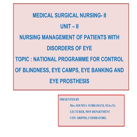 13. npcb,eye camps,eye banking, eye prosthesis