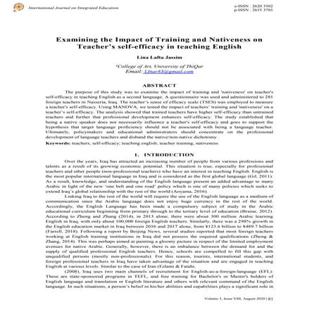 Examining the Impact of Training and Nativeness on Teacher’s self ...