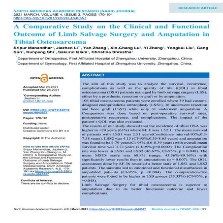 A comparative study on the clinical and functional outcome of limb salvage su...