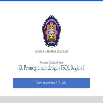 Pemrograman dengan Transact SQL Bagian-1