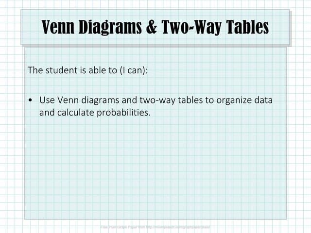 13.3 Venn Diagrams & Two-Way Tables