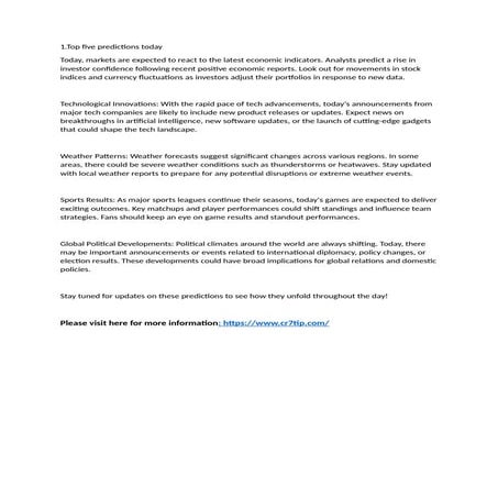 Top five predictions today ,           .