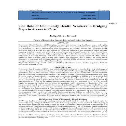 The Role of Community Health Workers in Bridging Gaps in Access to Care ...