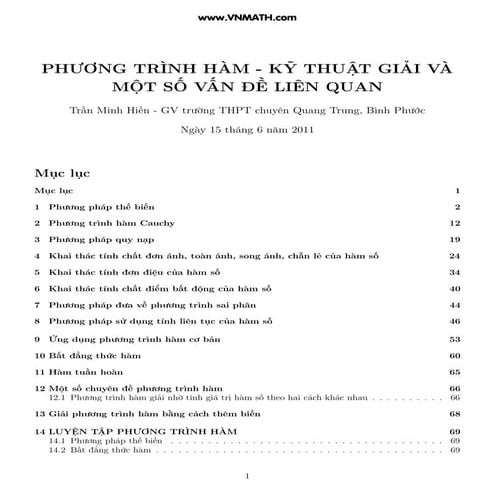 kỹ thuật giải phương trình hàm