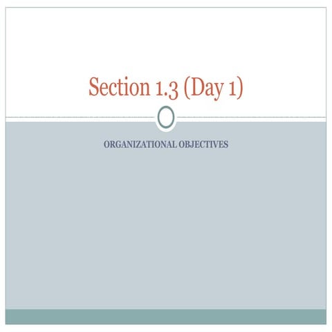 1.3 Organizational Objectives   Day 1
