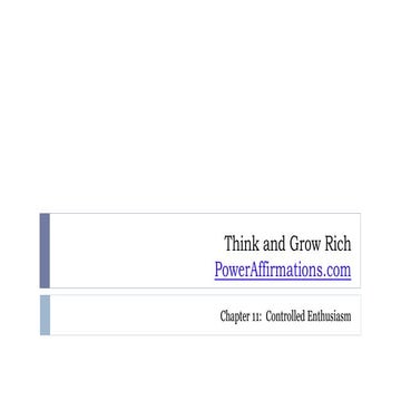 Think and Grow Rich Power Affirmations - Chapter 11 Controlled Enthusiasm