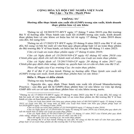 VĂN BẢN CỦA CỤC QLD VỀ GMP THEO THÔNG TƯ 18