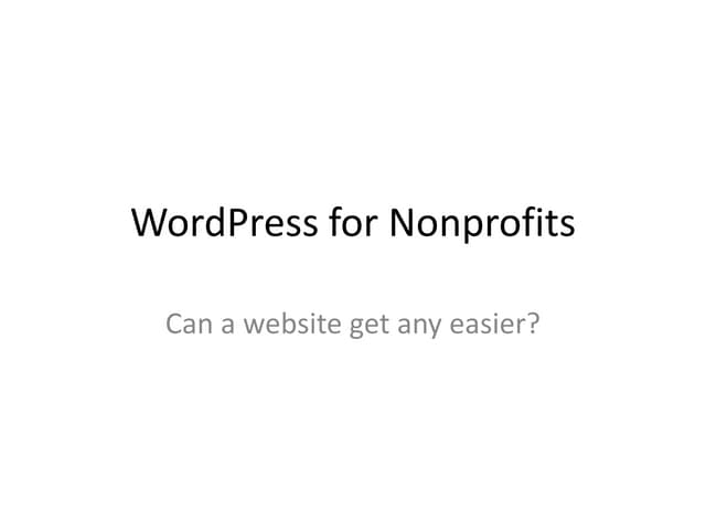 WordPress for Nonprofits - 2013