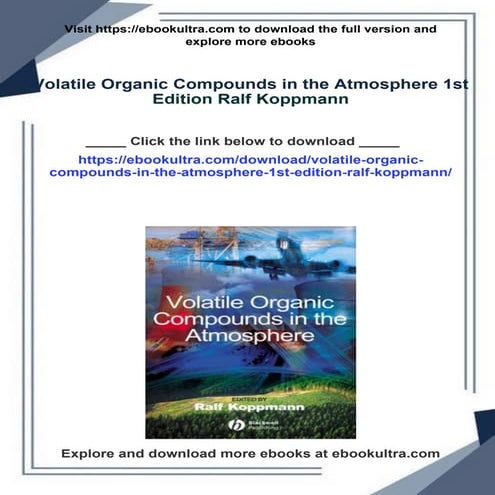 Volatile Organic Compounds in the Atmosphere 1st Edition Ralf Koppmann ...
