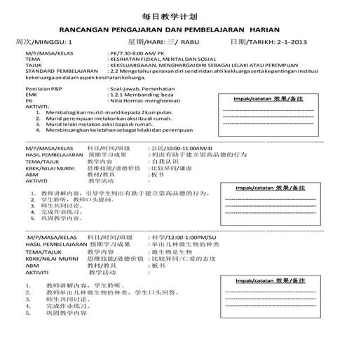 contoh rph | DOCX