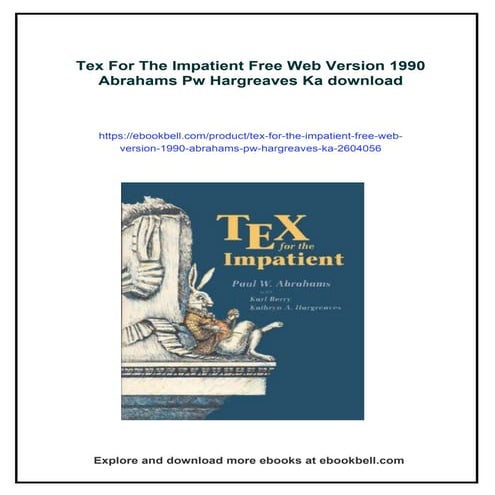 Tex For The Impatient Free Web Version 1990 Abrahams Pw Hargreaves Ka