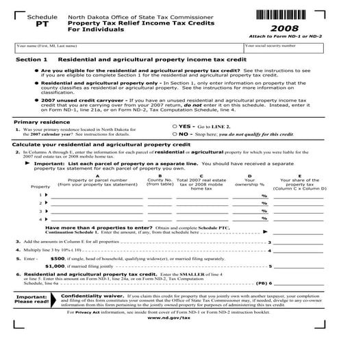 schedule-pt-enabled  nd.gov tax indincome forms 2008