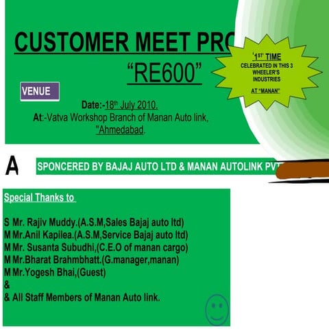 Presentation1 of customer meet programe rectify