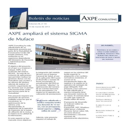 Axpe Consulting: boletín de noticias del 15/03/13