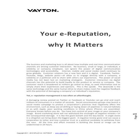 Your e-reputation, why it matters