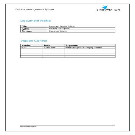 Position Description - Passenger Service Agent | PDF