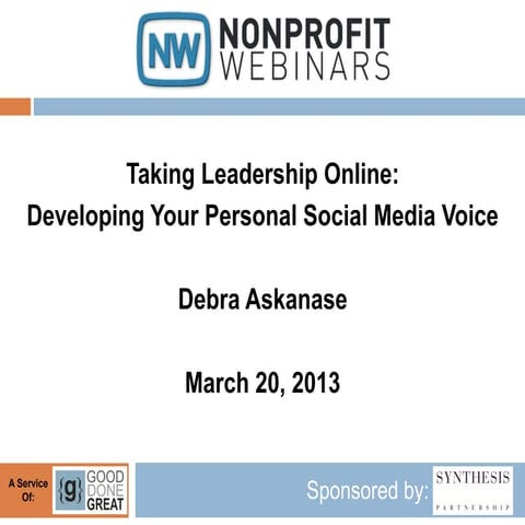 Taking Leadership Online: Developing Your Personal Social Media Voice