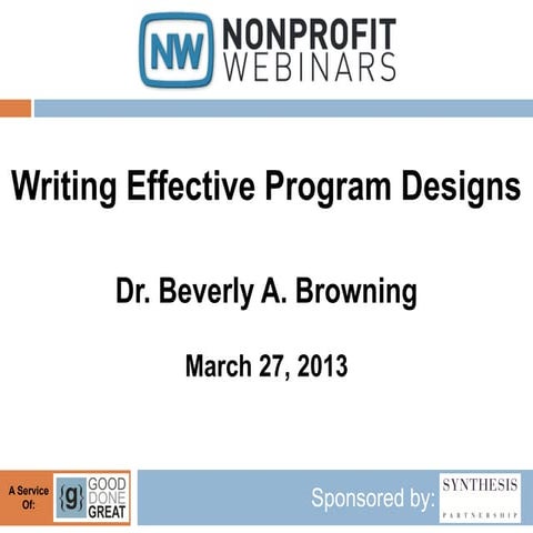 Writing Effective Program Designs