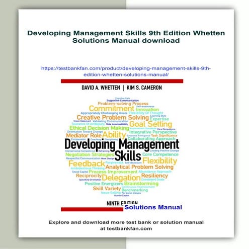 Developing Management Skills 9th Edition Whetten Solutions Manual | PDF