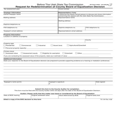 tax.utah.gov forms current tc  tc-194