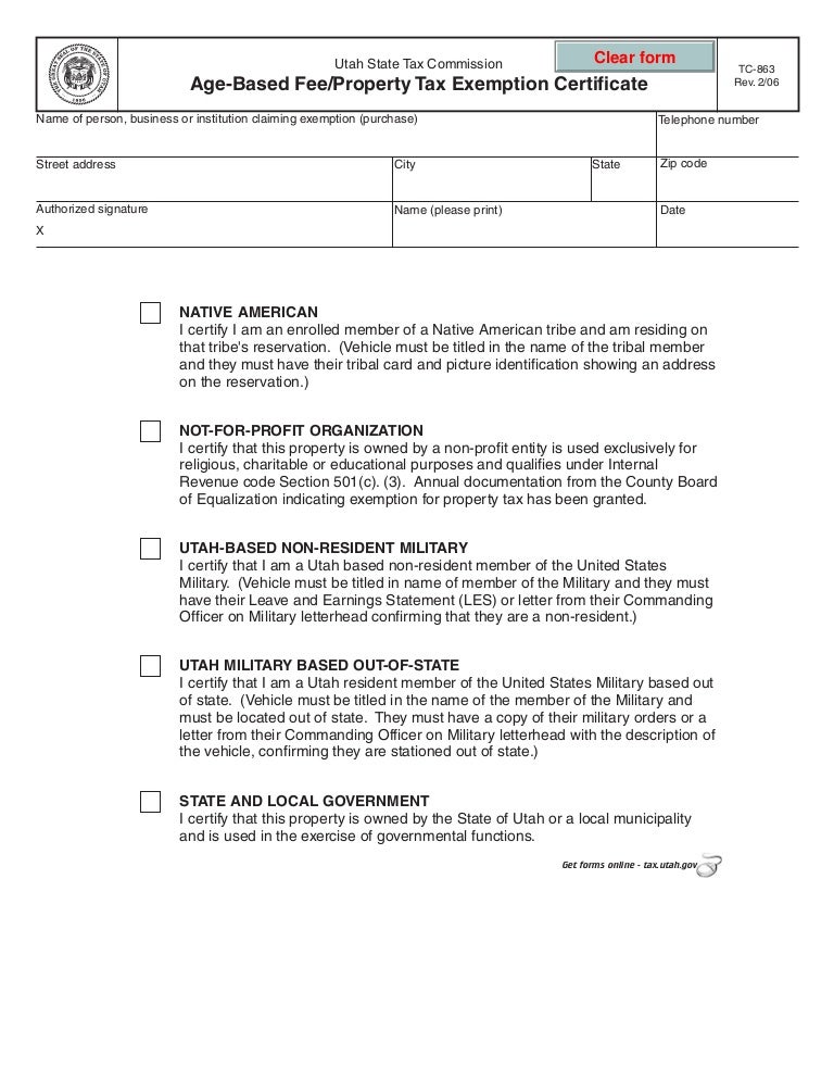 tax.utah.gov forms current tc tc863