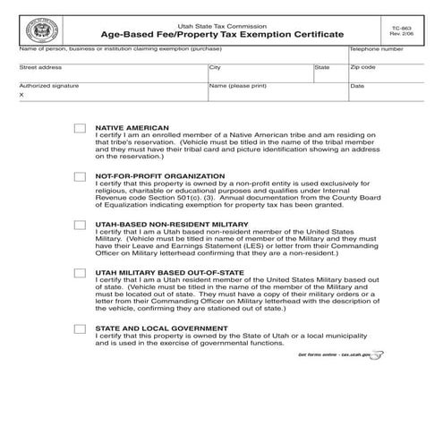 tax.utah.gov forms current tc tc-863 | PDF