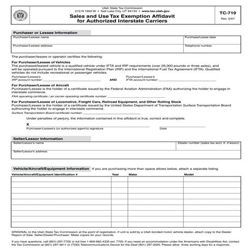 tax.utah.gov forms current tc tc-719 | PDF