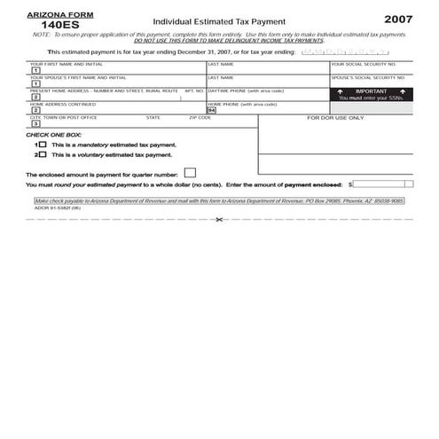 azdor.gov Forms .. ADOR Forms  140ES-2007_f