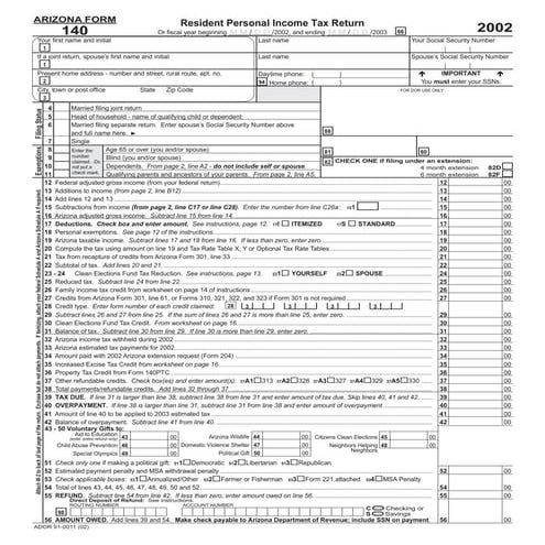 azdor.gov Forms 140f