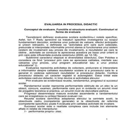 Evaluarea procesului didactic