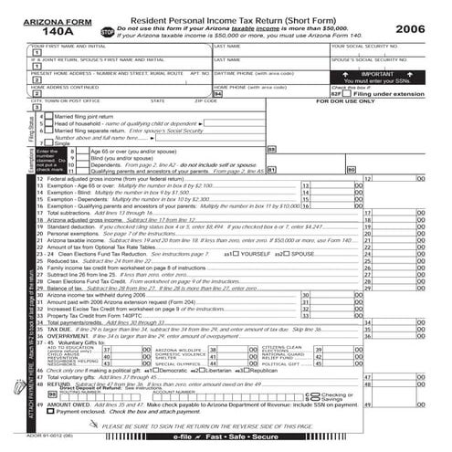 azdor.gov Forms 140A