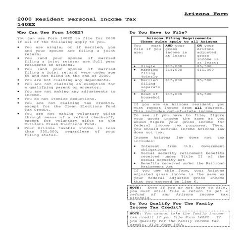 azdor.gov Forms 140ezi