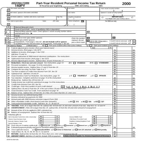 azdor.gov Forms 140pyf
